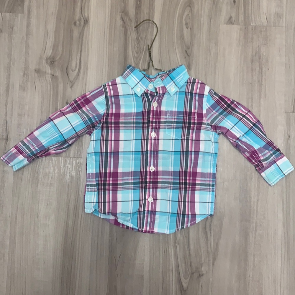 Gymboree blue and purple button up 12-18M